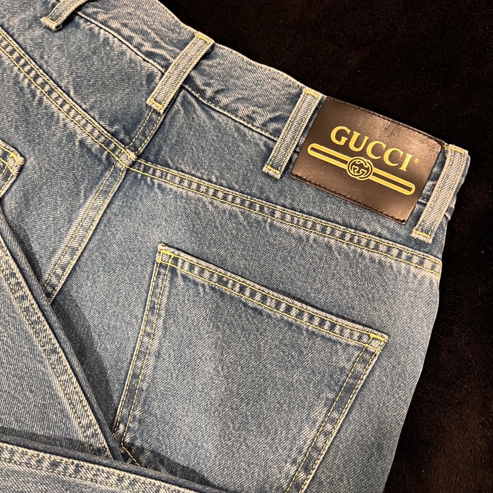 GUCCI tapered pants pale blue boyfriend jeans